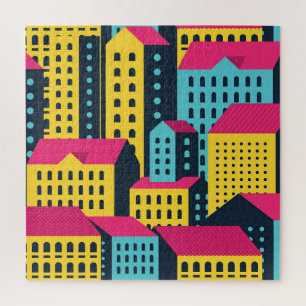 Abstrakte Gebäude Landschaft Vintag Puzzle