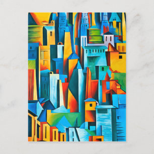 Abstrakte Gebäude Stadtbild Wolkenkratzer Kunst, D Postkarte