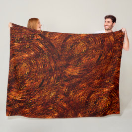 Abstrakte gebogene Bänder in rötlich-goldenen Töne Fleecedecke