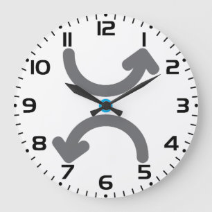 Abstrakte gebogene Pfeile symbolisieren Austauschf Große Wanduhr