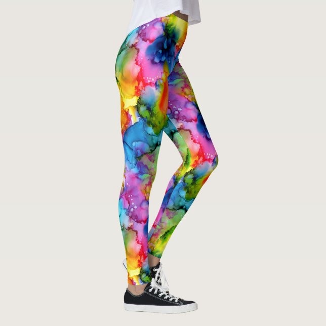 Abstrakte Gefärbte Krawatte des Regenbogens Leggings (Rechts)