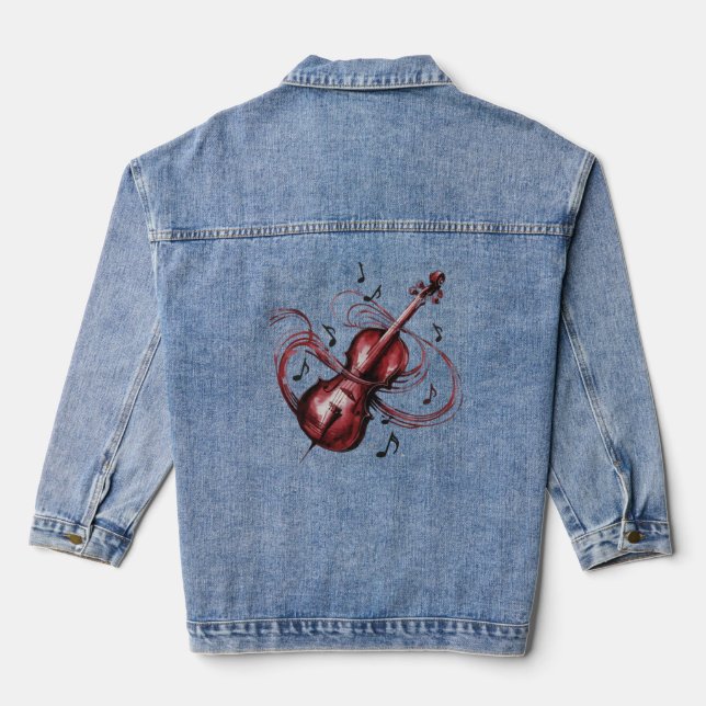 Abstrakte Geigerinnen Jeansjacke (Rückseite)