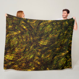 Abstrakte gekrümmte Bänder in goldgrün und dunkels Fleecedecke