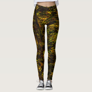 Abstrakte gekrümmte Bänder in goldgrün und dunkels Leggings