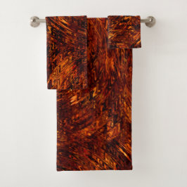 Abstrakte gekrümmte Bänder in rötlich-goldfarbenen Badhandtuch Set