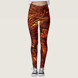 Abstrakte gekrümmte Bänder in rötlich-goldfarbenen Leggings