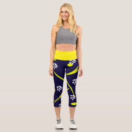 Abstrakte Gelbblau Capri Leggings