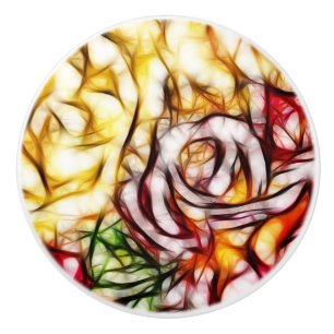 Abstrakte gelbe Lichtrose künstlerischer floraler  Keramikknauf