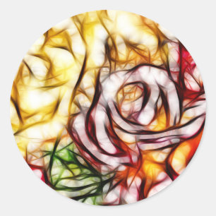 Abstrakte gelbe Lichtrose künstlerischer floraler  Runder Aufkleber