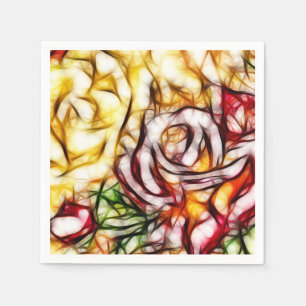 Abstrakte gelbe Lichtrosen künstlerischer floraler Serviette