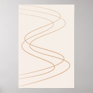 abstrakte gelbe und beige Linien/minimalistisch Poster