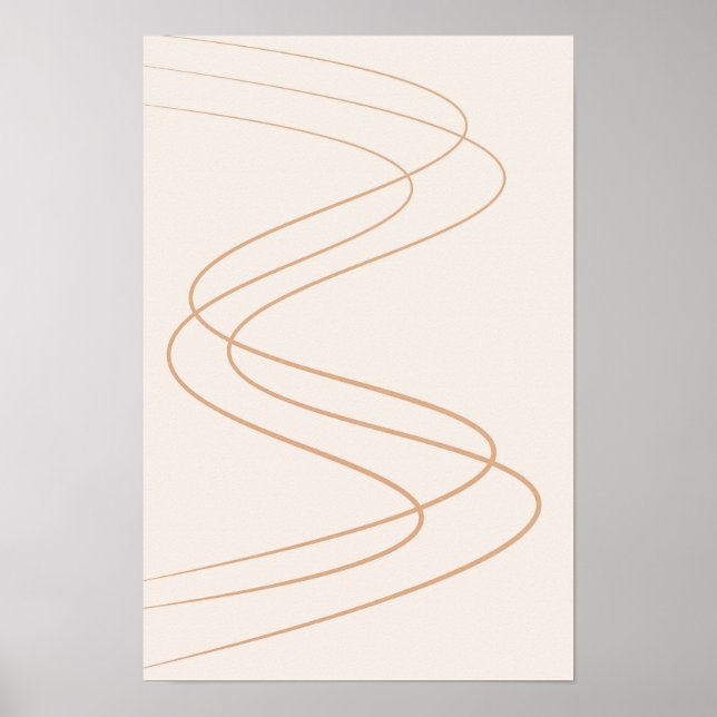 abstrakte gelbe und beige Linien/minimalistisch Poster (Vorne)