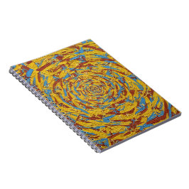 Abstrakte gelbe und blaue laufende Figuren Kunst Notizblock