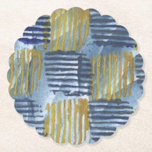 Abstrakte gelbe und blaue Streifen Untersetzer