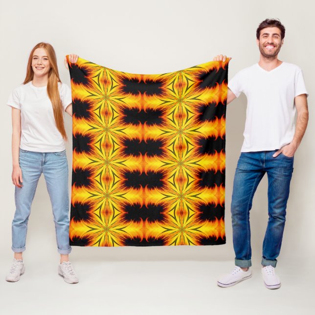 Abstrakte gelbe und braune Muster Fleecedecke (Beispiel)