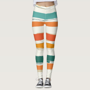 Abstrakte gemalte horizontale Pinselstreifen Boho Leggings