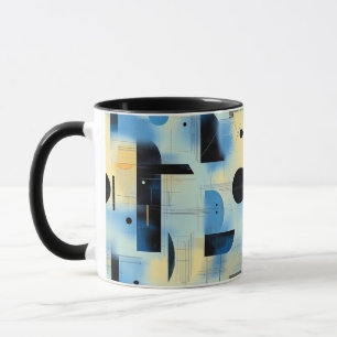 Abstrakte gemalte Komposition in Blau und Gelb Tasse