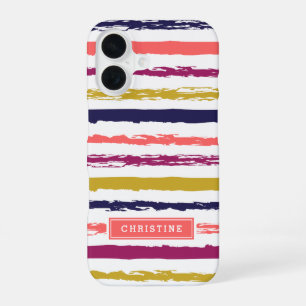 Abstrakte gemalte Streifen-Monogramm iPhone 16 Hülle
