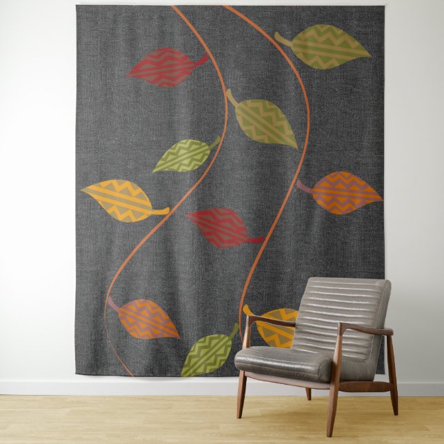 Abstrakte Gemusterte Blätter Zweige Wandteppich (Beispiel)