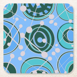 Abstrakte Geoformen in grünem Blau Rechteckiger Pappuntersetzer
