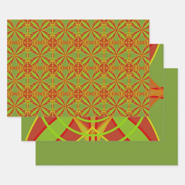 Abstrakte Geometrie der Herbstfarben im Herbst Geschenkpapier Set (Set)