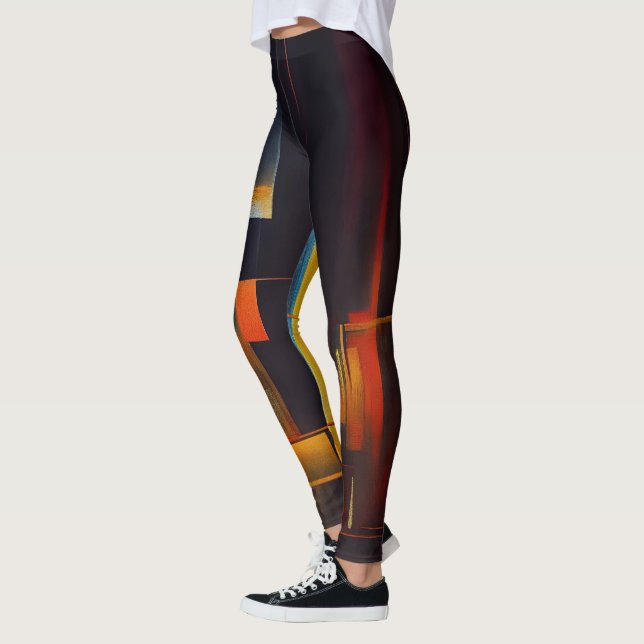 Abstrakte Geometrie der Stadtlichter Leggings (Links)