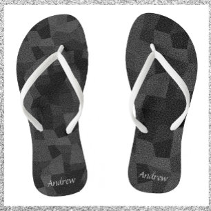 Abstrakte Geometrie in Schwarz und Grau Flip Flops