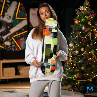 Abstrakte Geometrie mit fett orangefarben und grün Skateboard