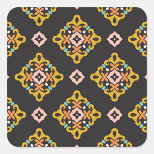 Abstrakte Geometrie: Nahtlose Vintage Textur Quadratischer Aufkleber