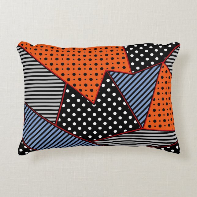 Abstrakte Geometrie: Orange Blue Patter Dekokissen (Vorderseite)