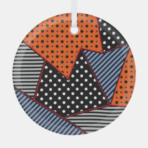 Abstrakte Geometrie: Orange Blue Patter Ornament Aus Glas