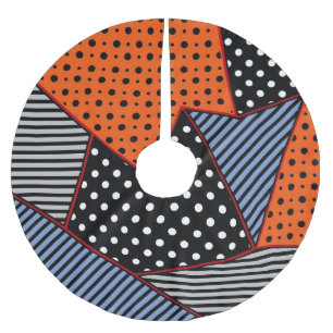 Abstrakte Geometrie: Orange Blue Patter Polyester Weihnachtsbaumdecke