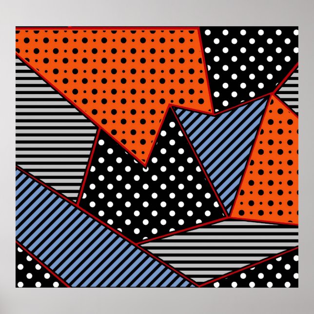 Abstrakte Geometrie: Orange Blue Patter Poster (Vorne)