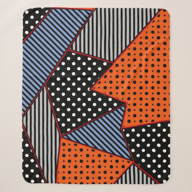 Abstrakte Geometrie: Orange Blue Patter Sherpadecke (Vorderseite)