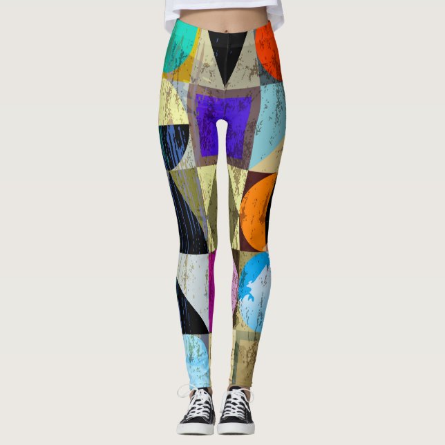 Abstrakte Geometrie: Striche und Schrägstriche Leggings (Vorderseite)