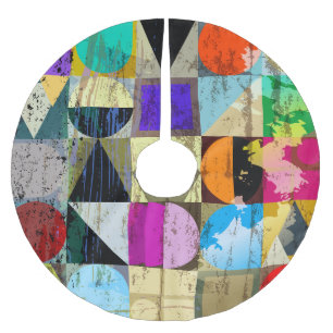Abstrakte Geometrie: Striche und Schrägstriche Polyester Weihnachtsbaumdecke