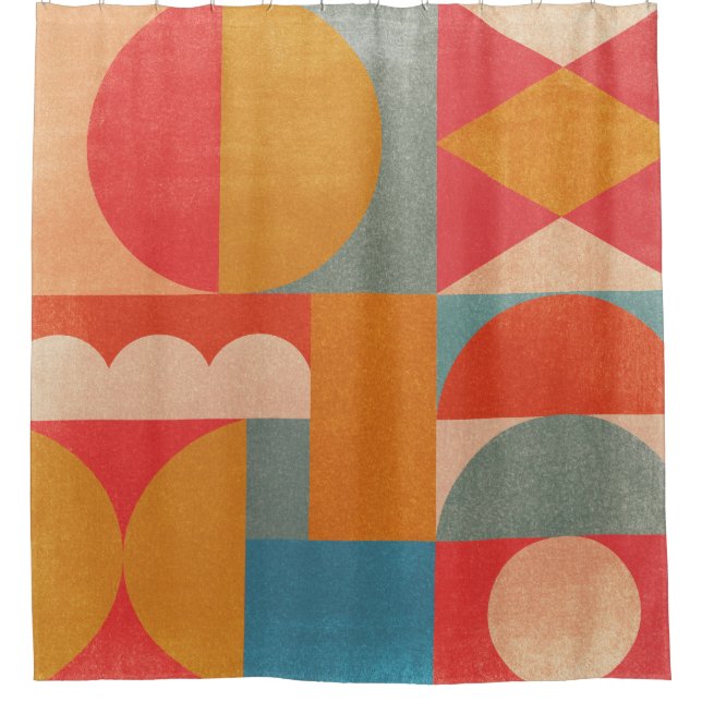 Abstrakte Geometrie: Vintage Papiertextur Duschvorhang (Vorderseite)