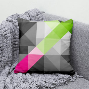 Abstrakte geometrisch elegante, grau-rosa grüne Fa Kissen