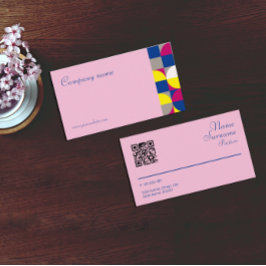 Abstrakte geometrisch gelbe Fuchsia QR Business Ca Visitenkarte