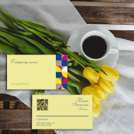 Abstrakte geometrisch gelbe Fuchsia QR Business Ca Visitenkarte