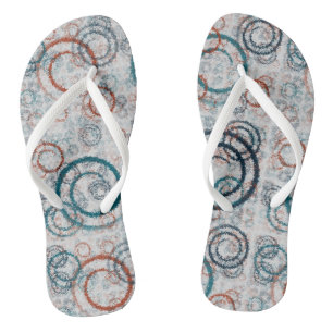 Abstrakte geometrische aquamarine und rostfreie Ge Flip Flops