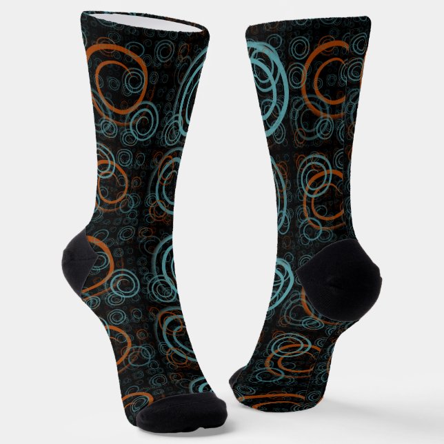 Abstrakte geometrische aquamarine und rostfreie Ge Socken (Gewinkelt)