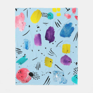 Abstrakte geometrische Aquarellformen mit Farbstif Fleecedecke