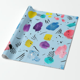 Abstrakte geometrische Aquarellformen mit Farbstif Geschenkpapier