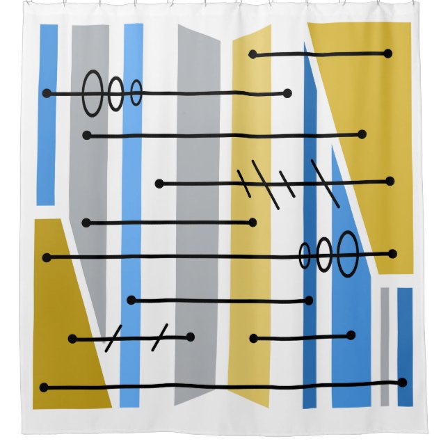 Abstrakte geometrische Art Blue Gold Duschvorhang (Vorderseite)