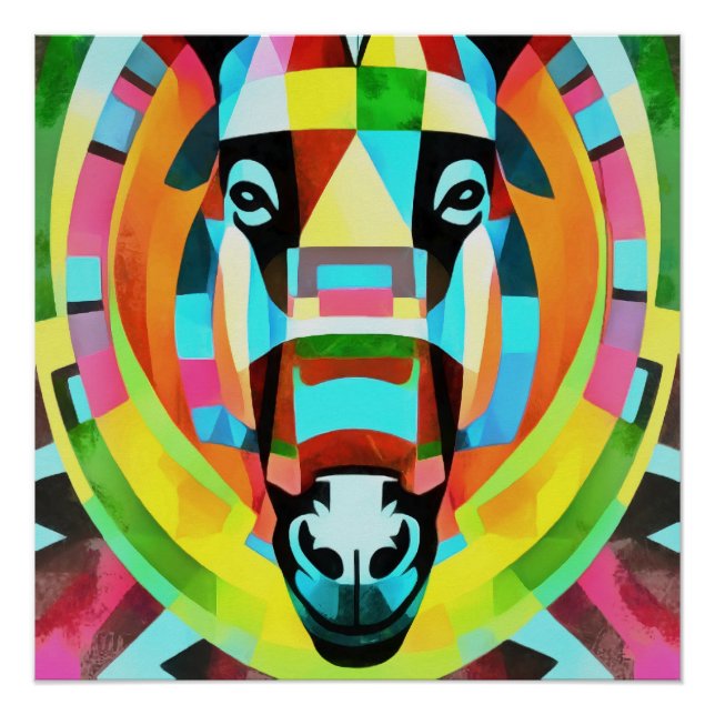 Abstrakte Geometrische Art des Donkey Poster (Vorderseite)