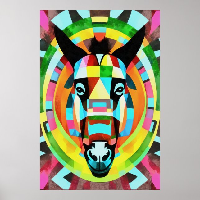 Abstrakte Geometrische Art des Donkey Poster (Vorne)