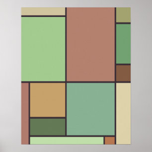 Abstrakte geometrische Art erdgetöne im Mondrian-S Poster