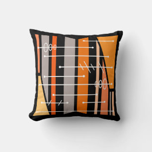 Abstrakte geometrische Art Schwarz Orange Kissen