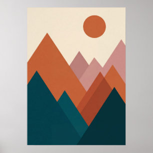 : Abstrakte geometrische Berg-Minimalist-Boho-Kuns Poster